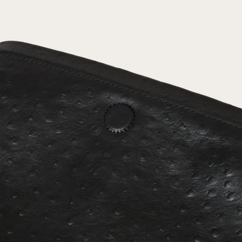 Rofe Bag L, black ostrich pattern