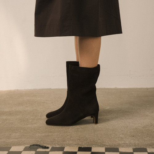 Adina Boots, dark chocolate velvet | Balagan Studio
