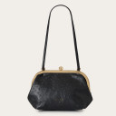 Sicily Bag M, black ostrich pattern