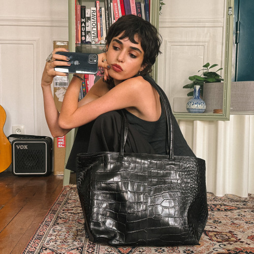 Esek Bag XL, black croco | Balagan Studio