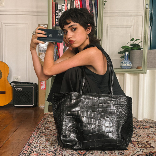 Esek Bag XL, black croco | Balagan Studio