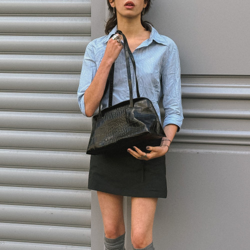 Envelope Bag M, black croco | Balagan Studio