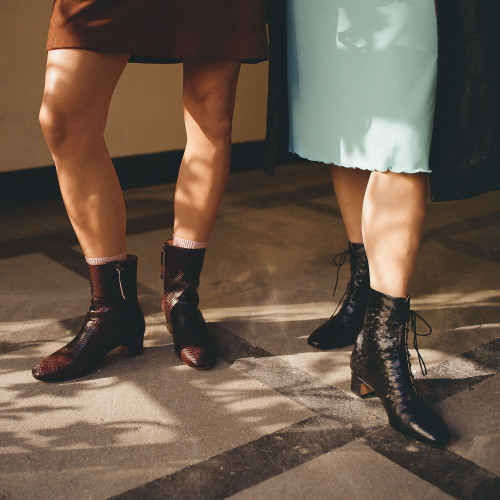 Victoria Boots, black ostrich pattern | Balagan Studio