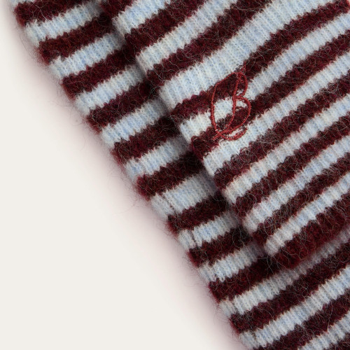 Hyrna Gloves, burgundy&blue stripes | Balagan Studio