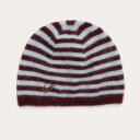 Limba Beanie, burgundy&blue stripes
