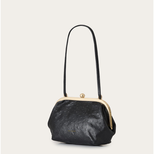 Sicily Bag M, black ostrich pattern | Balagan Studio