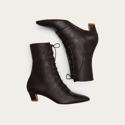 Florence Boots, brown python pattern
