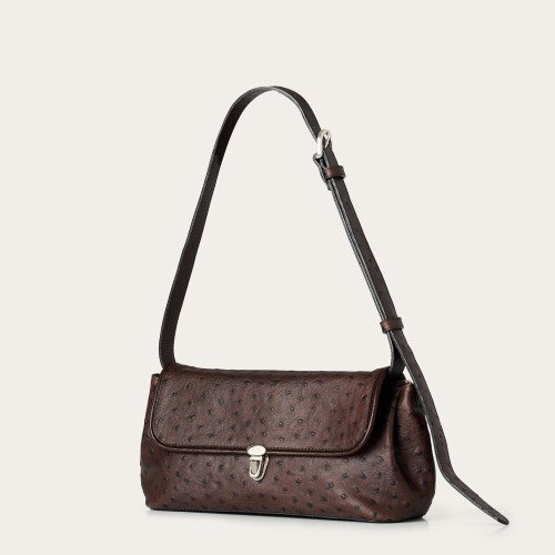 Olivia Bag M, brown ostrich pattern | Balagan Studio