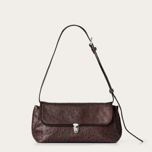 Olivia Bag M, brown ostrich pattern | Balagan Studio