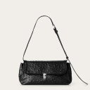 Olivia Bag M, black ostrich pattern