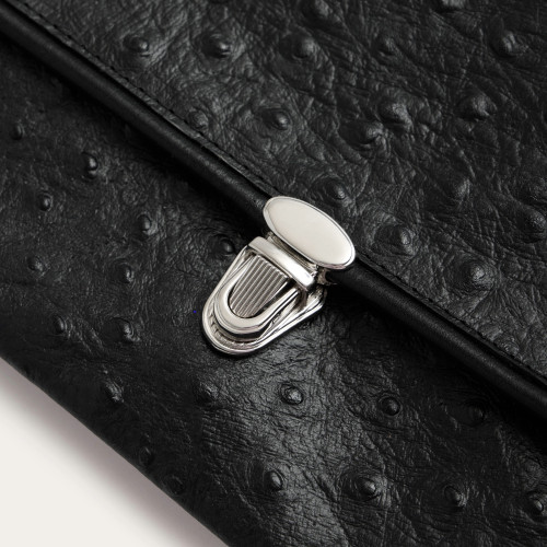Olivia Bag M, black ostrich pattern | Balagan Studio
