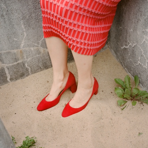 Migdal High Heels, red suede | Balagan Studio