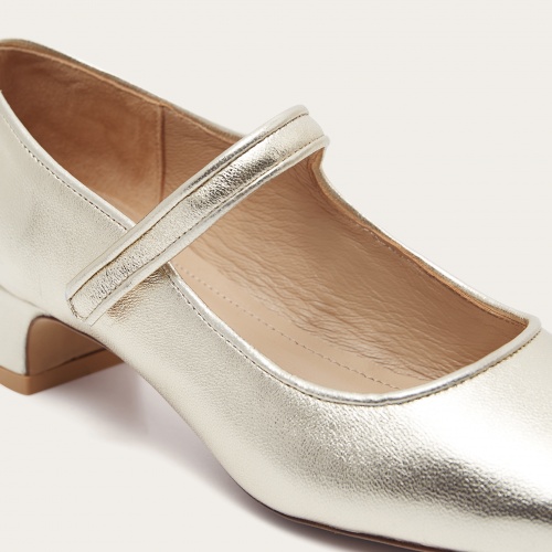 Dora czółenka na niskim obcasie, złoty | Balagan Studio