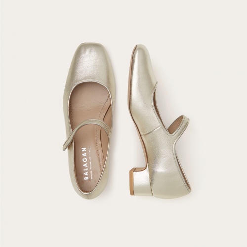 Dora czółenka na niskim obcasie, złoty | Balagan Studio