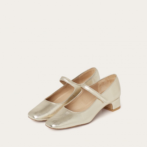 Dora czółenka na niskim obcasie, złoty | Balagan Studio