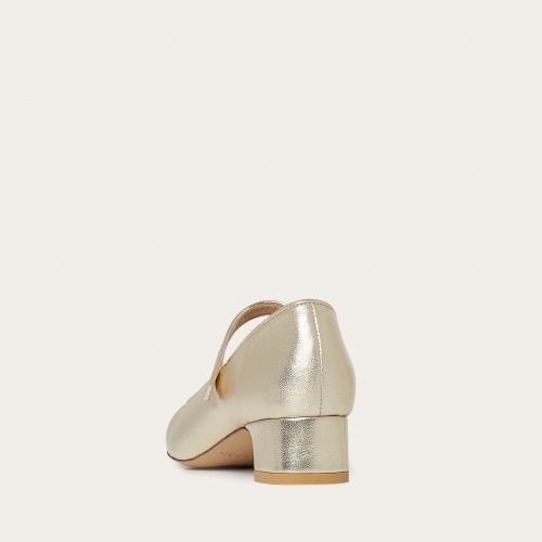 Dora czółenka na niskim obcasie, złoty | Balagan Studio