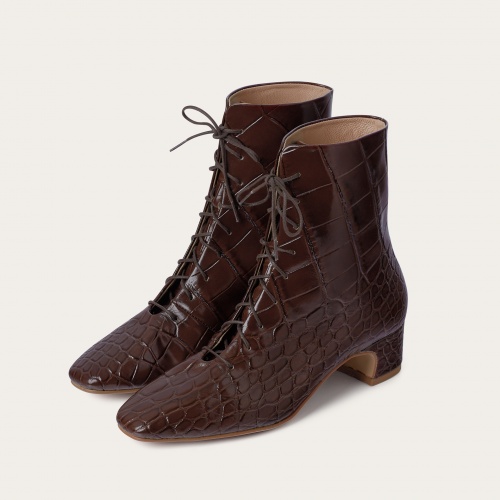 Victoria Boots, brown croco OUTLET | Balagan Studio
