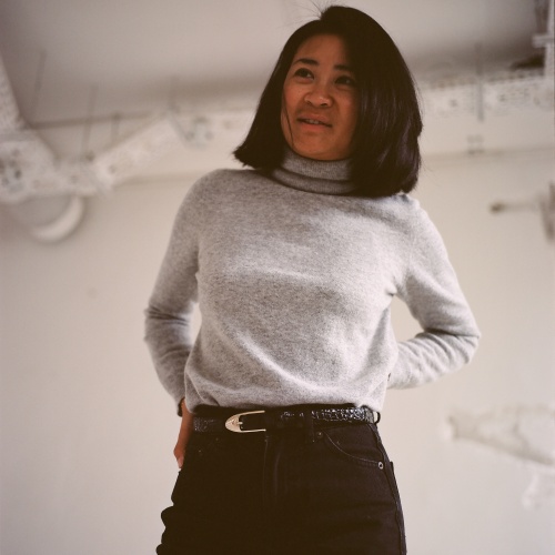 Thin belt with a buckle, black croce pattern | Balagan Studio