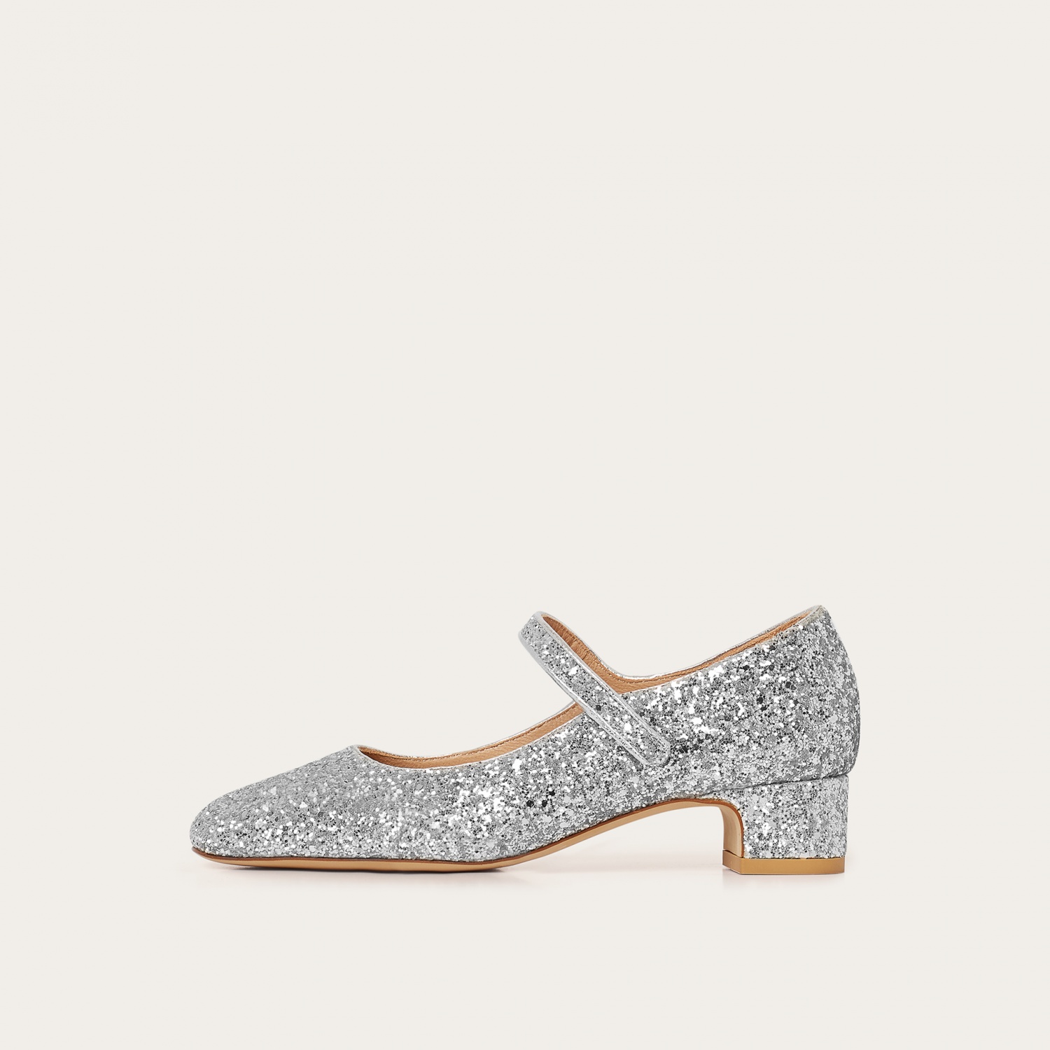  Dora Low Heels, silver glitter-4 