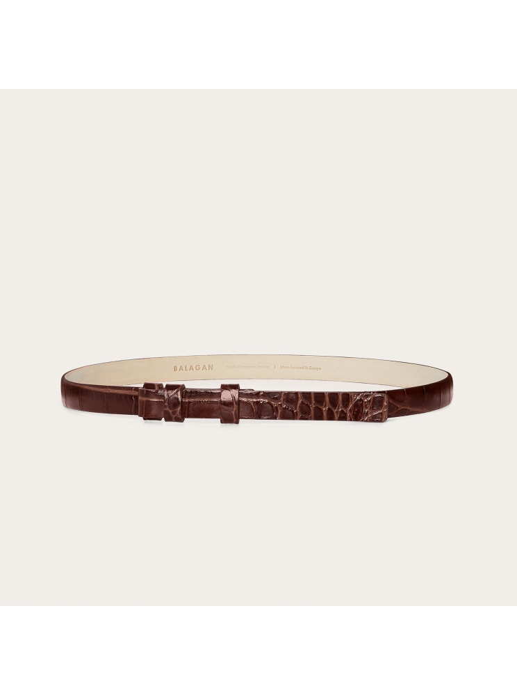 Thin belt without a buckle, brown croco