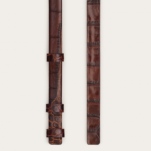 Thin belt without a buckle, brown croco | Balagan Studio
