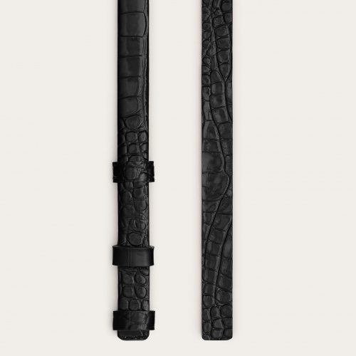Thin belt without a buckle, black croco | Balagan Studio