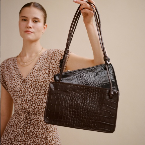 Suzanne Bag M, brown croco | Balagan Studio