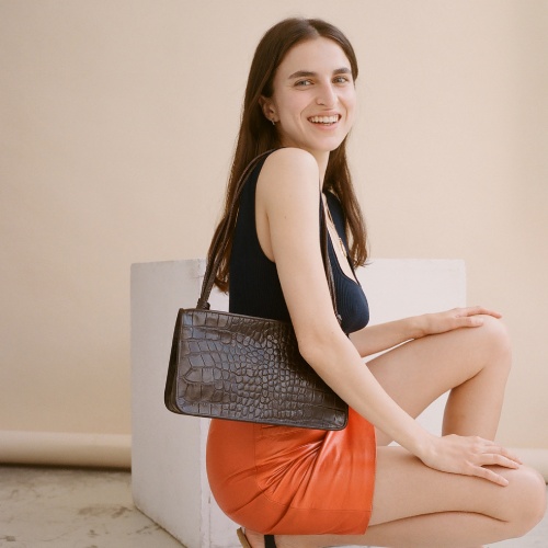 Suzanne Bag M, brown croco | Balagan Studio
