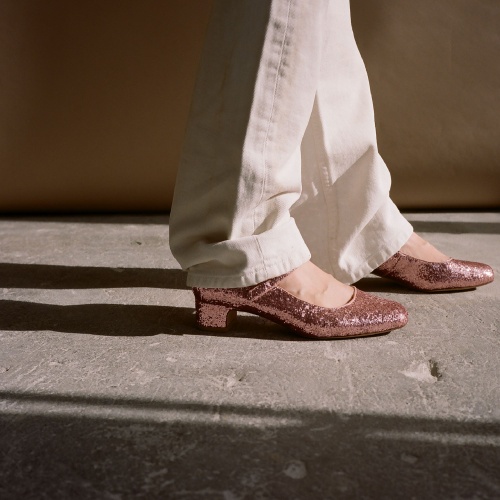 Dora Low Heels, pink glitter | Balagan Studio