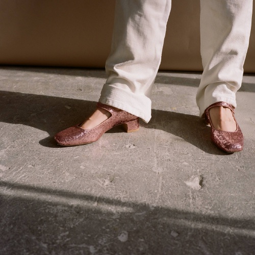 Dora Low Heels, pink glitter | Balagan Studio