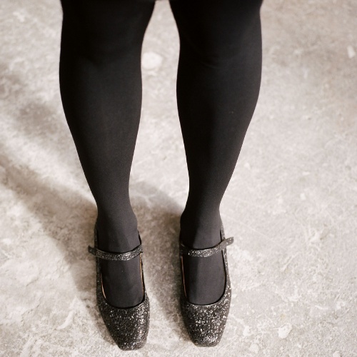 Dora Low Heels, black glitter | Balagan Studio